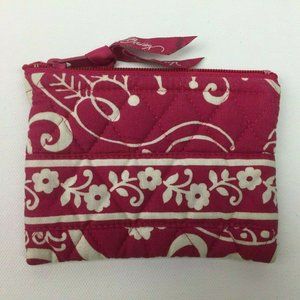 Vera Bradley Retired Red and White Floral Coin Purse Quilted Fabric & Zips